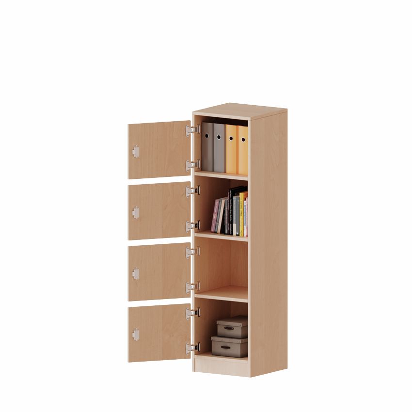 Schließfachschrank eintürig 4 OH, Briefschlitze, Türen rechts oder links, 4 Dekore
